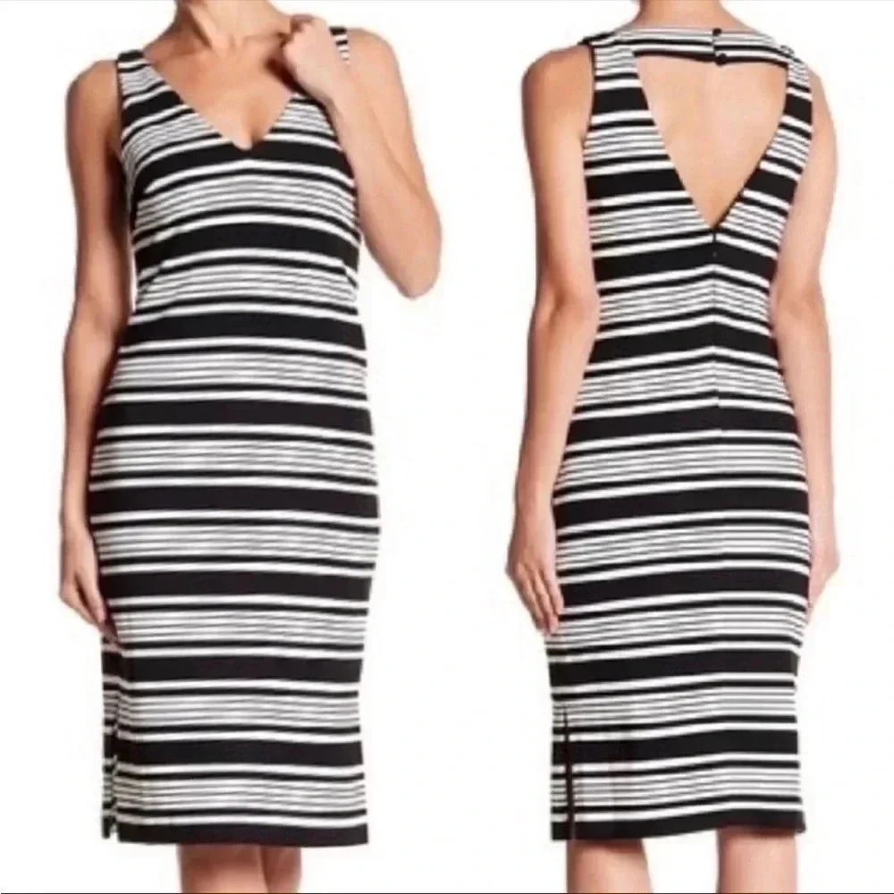 Betsey Johnson Black White Vneck Dress Size 0